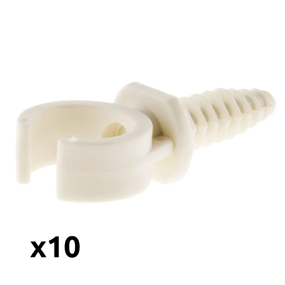 Zenitech Fixation Et Raccordement Du Câble-Lot de 10 clips avec chevilles diamètre 20mm - Blanc -
