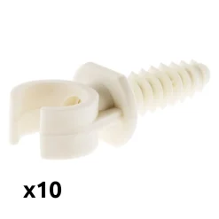 Zenitech Fixation Et Raccordement Du Câble-Lot de 10 clips avec chevilles diamètre 16mm - Blanc -