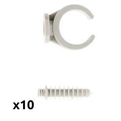 Zenitech Fixation Et Raccordement Du Câble-Lot de 10 clips avec chevilles diamètre 25mm - Gris -