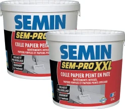 Semin Lot de 2 colles Papiers Peints en Pâte Sem-Pro XXL, Prêt à l'Emploi, Seau de 5 kg