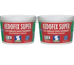 Semin Colle Carrelage-Lot de 2 colles pour Carrelage Haute Performance Kedofix , Prêt à l'emploi, Intérieur/extérieur, seau de 5 kg