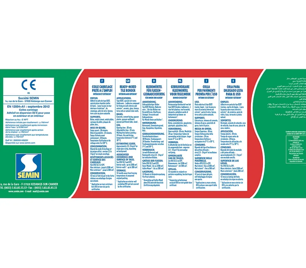 Semin Lot de 3 colles pour Carrelage Haute Performance Kedofix , Prêt à l'emploi, Intérieur/extérieur, seau de 20 kg