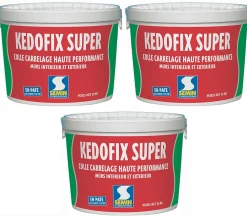 Semin Lot de 3 colles pour Carrelage Haute Performance Kedofix , Prêt à l'emploi, Intérieur/extérieur, seau de 20 kg