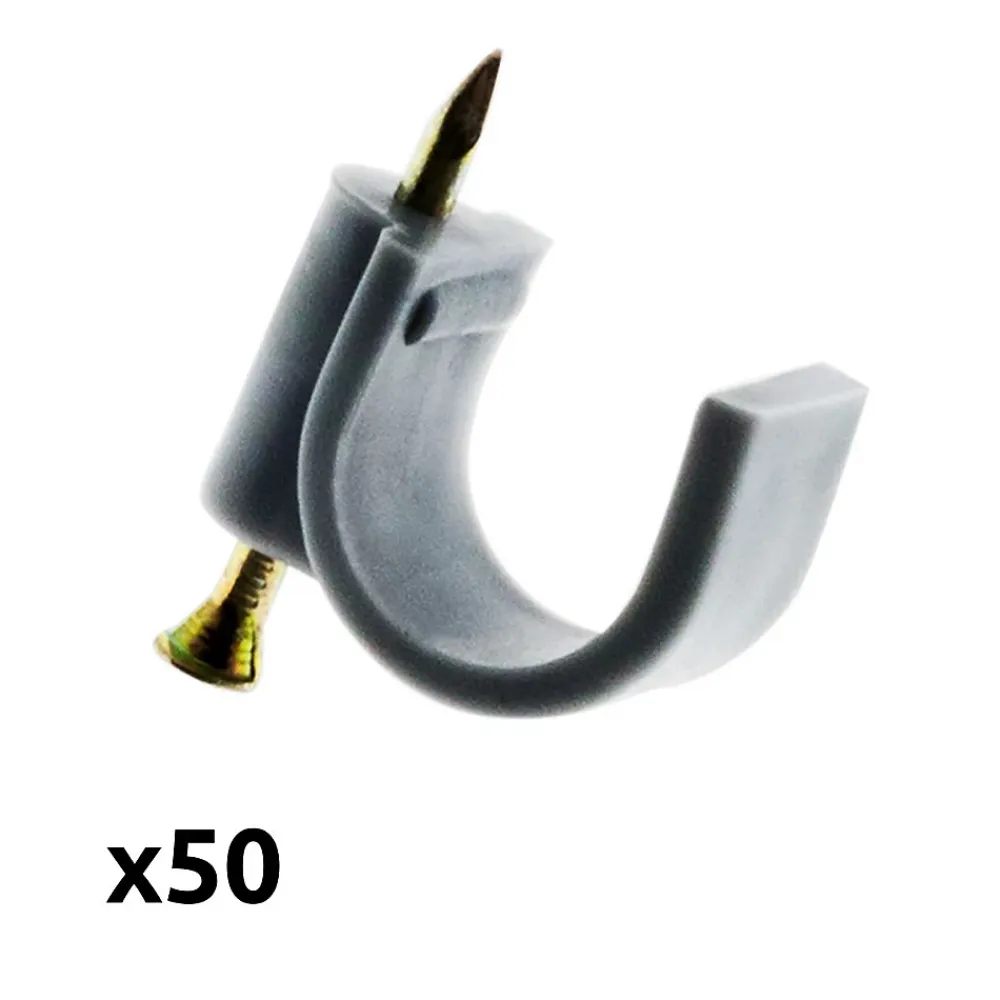 Zenitech Lot de 50 crochets de fixation diamètre 20mm - Gris -