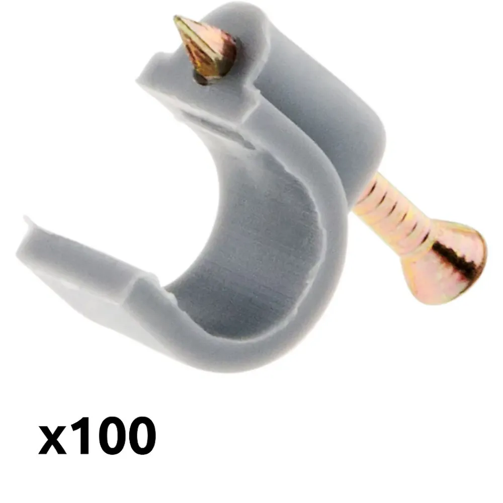 Zenitech Lot de 100 crochets de fixation diamètre 10mm - Gris -