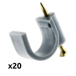 Zenitech Lot de 20 crochets fixation diamètre 20mm - Gris -