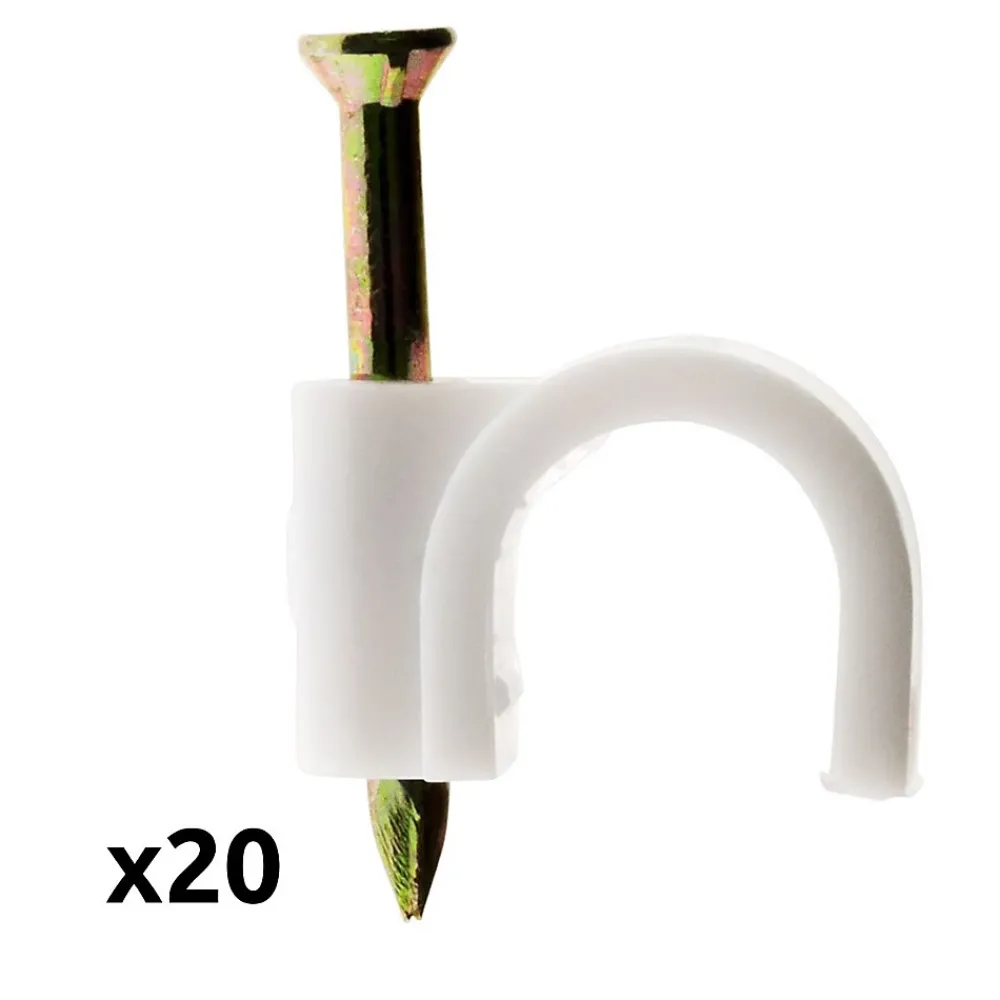 Zenitech Lot de 20 crochets fixation diamètre 5mm - Blanc -