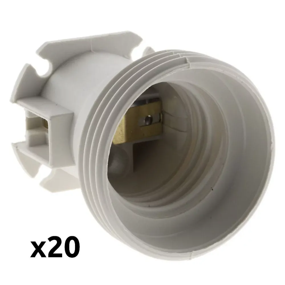 Zenitech Lot de 20 douilles de chantier E27 - Blanc -