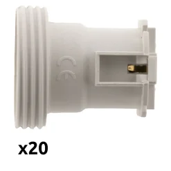 Zenitech Lot de 20 douilles de chantier E27 - Blanc -