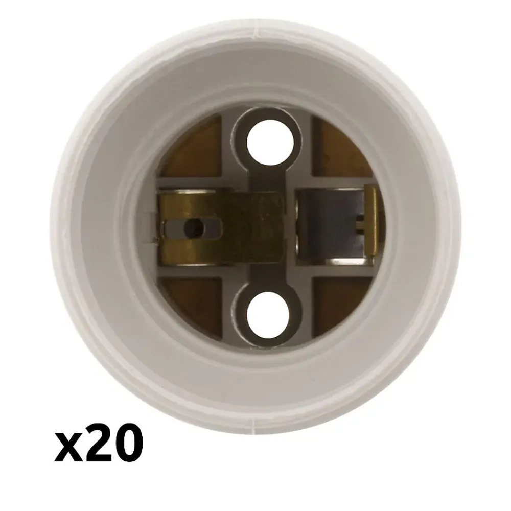 Zenitech Lot de 20 douilles de chantier E27 - Blanc -