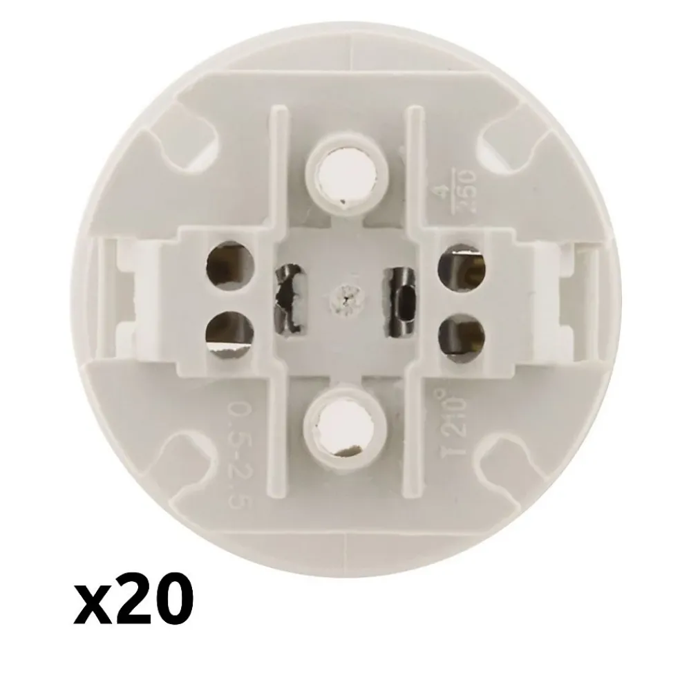 Zenitech Lot de 20 douilles de chantier E27 - Blanc -