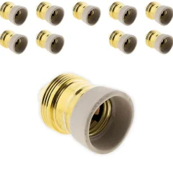 Zenitech Douille Électrique-Lot de 10 douillesE27 en laiton avec collerette porcelaine -