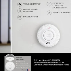 Kyf Détecteur De Fumée|Détecteur De Fumée-Lot de 2 Détecteur de fumée connecté WIFI CE EN14604 Pile 10 ans scellée et Kits de fixation magnétique