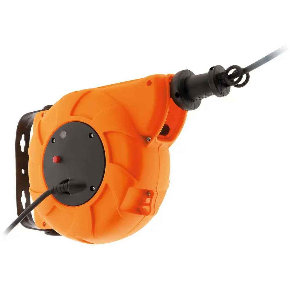 Zenitech Lot de 4 enrouleurs muraux câble HO5VV-F 3G1mm² 11m + 2m - Orange -