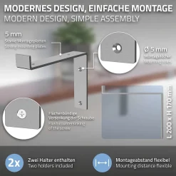 Ml-Design Lot de 2 Equerres d'Etagere murale support robuste en métal gris
