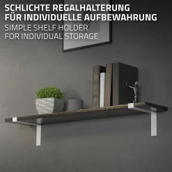 Ml-Design Lot de 2 Equerres d'Etagere murale support robuste en métal blanc