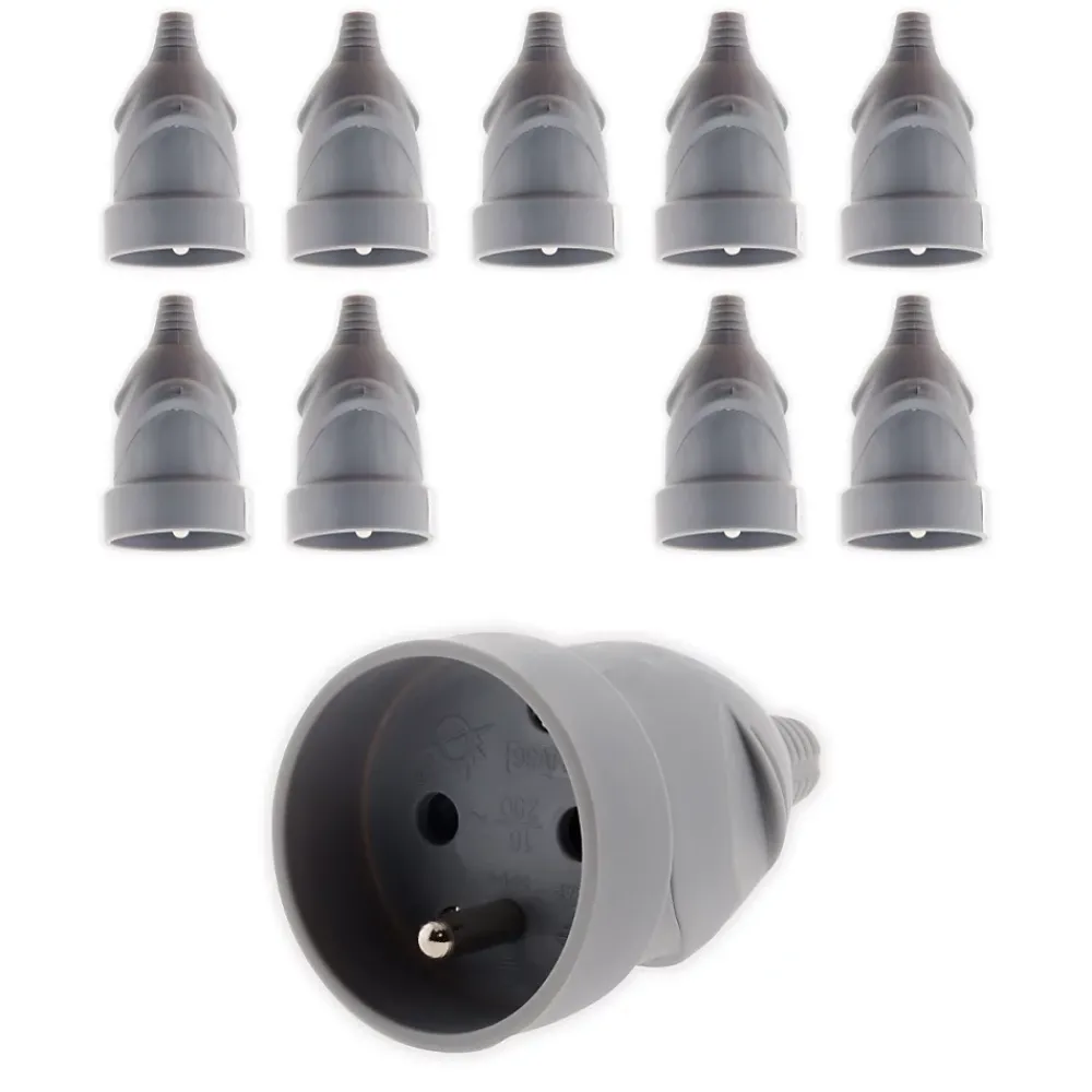 Zenitech Lot de 10 fiches femelles 16A 2P+T - Gris -