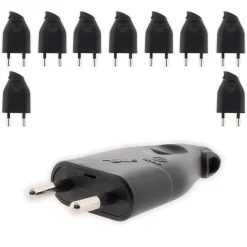 Zenitech Lot de 10 fiches mâles 2P 6A latérales - Noir -