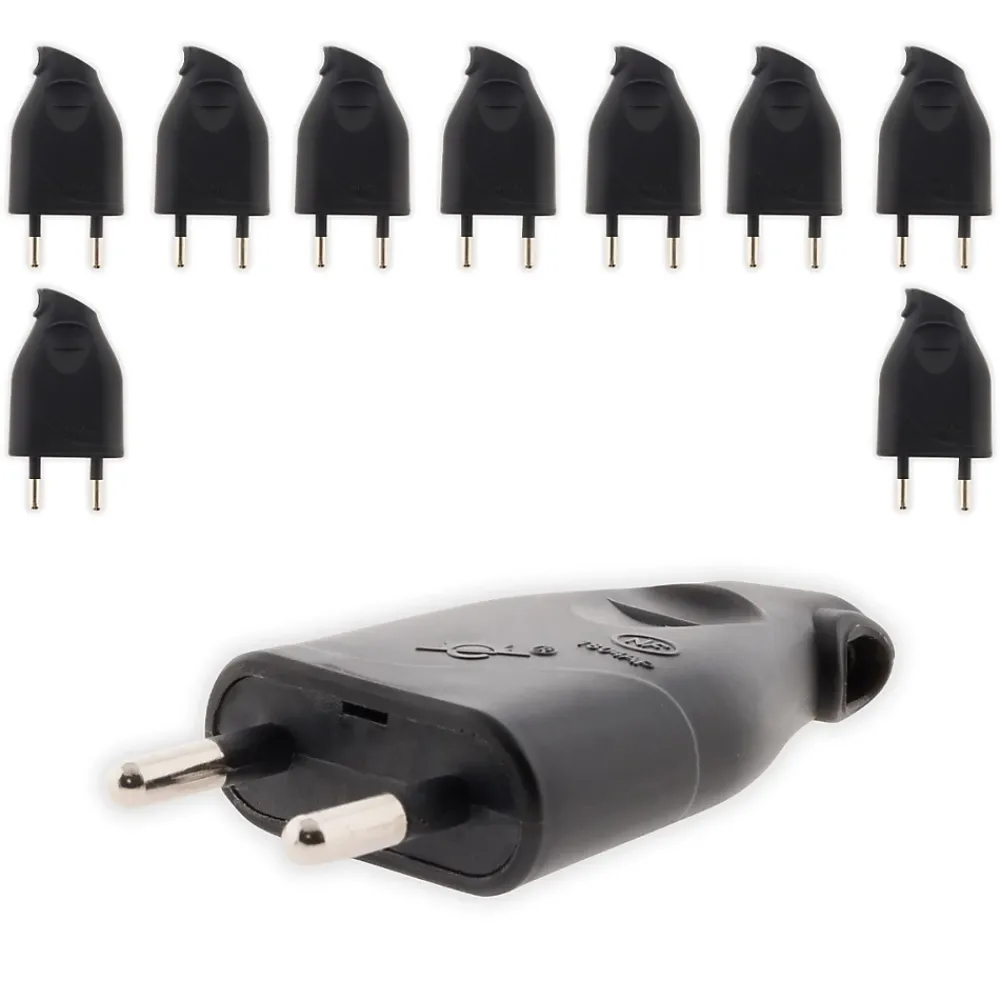 Zenitech Lot de 10 fiches mâles 2P 6A latérales - Noir -