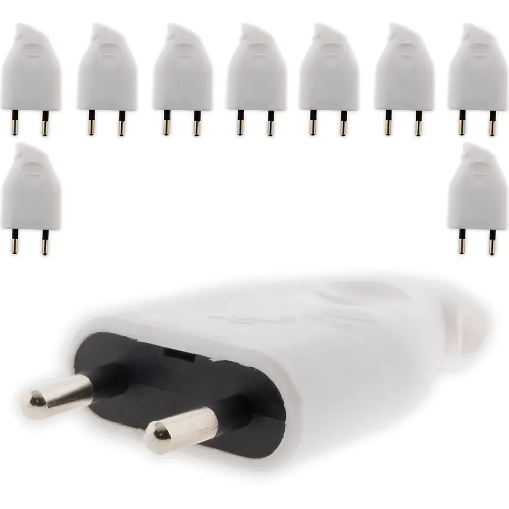 Zenitech Fiche Électrique-Lot de 10 fiches mâles 2P 6A latérales - Blanc -