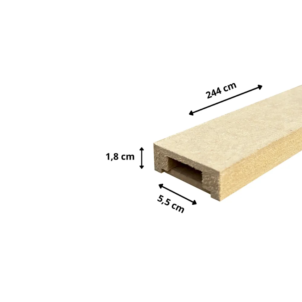 Wood&Sens Moulure, Goulotte Et Plinthe-Lot de 10 Goulottes MDF Passes-câbles à couvercle, L.2.44 m x H.5.5 cm, Ep. 18 mm