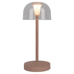 Näve Lot de 2 lampes de table LED rechargeables Gomba extérieur intérieur métal plastique Frosted Almond hauteur 18,5cm