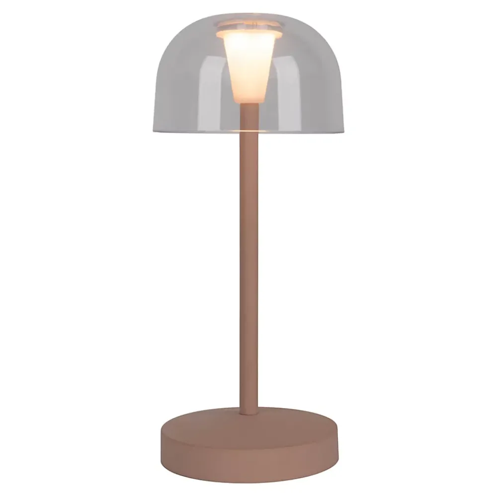 Näve Lot de 2 lampes de table LED rechargeables Gomba extérieur intérieur métal plastique Frosted Almond hauteur 18,5cm