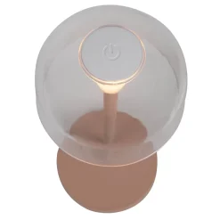 Näve Lot de 2 lampes de table LED rechargeables Gomba extérieur intérieur métal plastique Frosted Almond hauteur 18,5cm