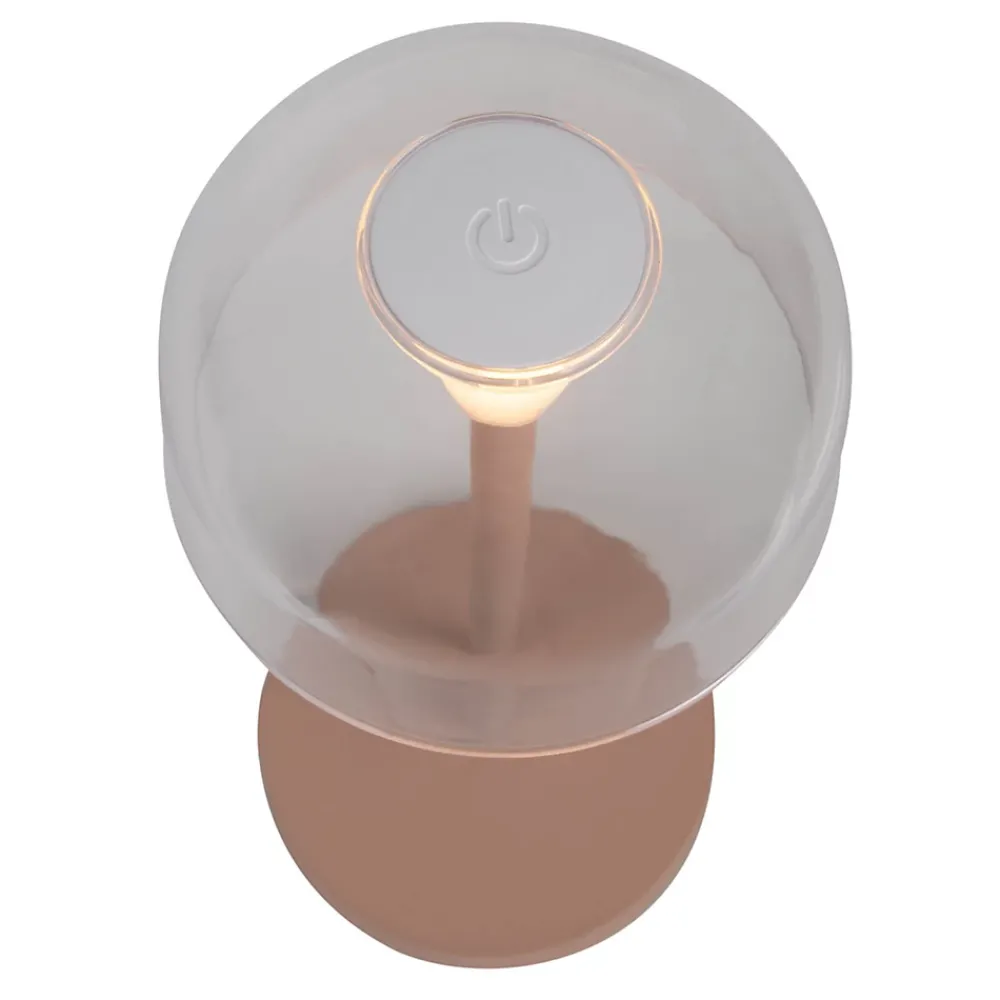 Näve Lot de 2 lampes de table LED rechargeables Gomba extérieur intérieur métal plastique Frosted Almond hauteur 18,5cm