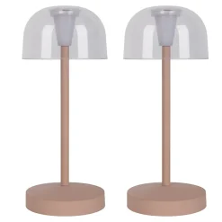 Näve Lot de 2 lampes de table LED rechargeables Gomba extérieur intérieur métal plastique Frosted Almond hauteur 18,5cm