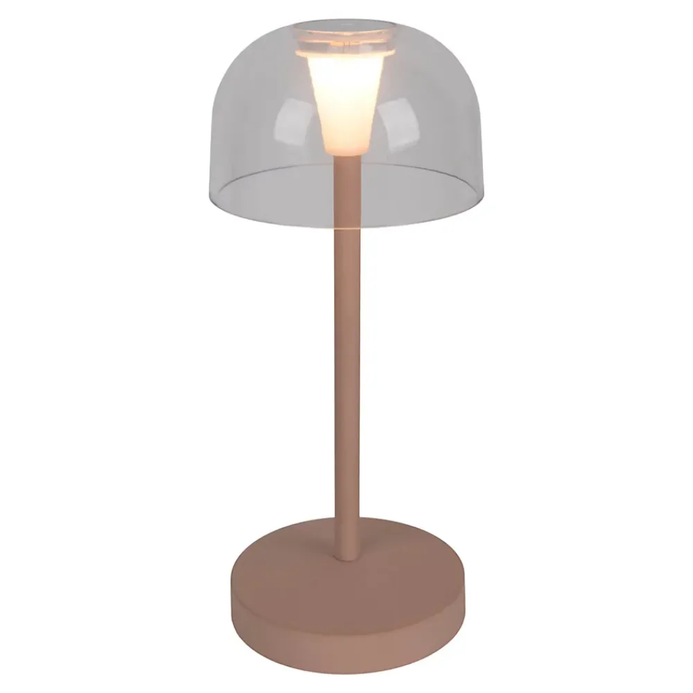 Näve Lot de 2 lampes de table LED rechargeables Gomba extérieur intérieur métal plastique Frosted Almond hauteur 18,5cm