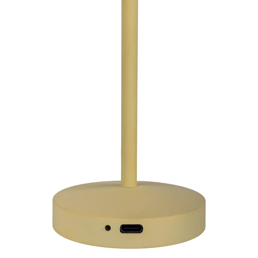 Näve Baladeuse-Lot de 2 lampes de table LED rechargeables 'Gomba' pour l'extérieur et l'intérieur, en métal et plastique jaune, hauteur 18,5 cm