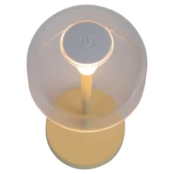 Näve Baladeuse-Lot de 2 lampes de table LED rechargeables 'Gomba' pour l'extérieur et l'intérieur, en métal et plastique jaune, hauteur 18,5 cm