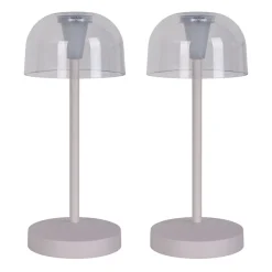 Näve Lot de 2 lampes de table LED rechargeables 'Gomba' pour l'extérieur et l'intérieur, en métal et plastique blanc , hauteur 18,5 cm