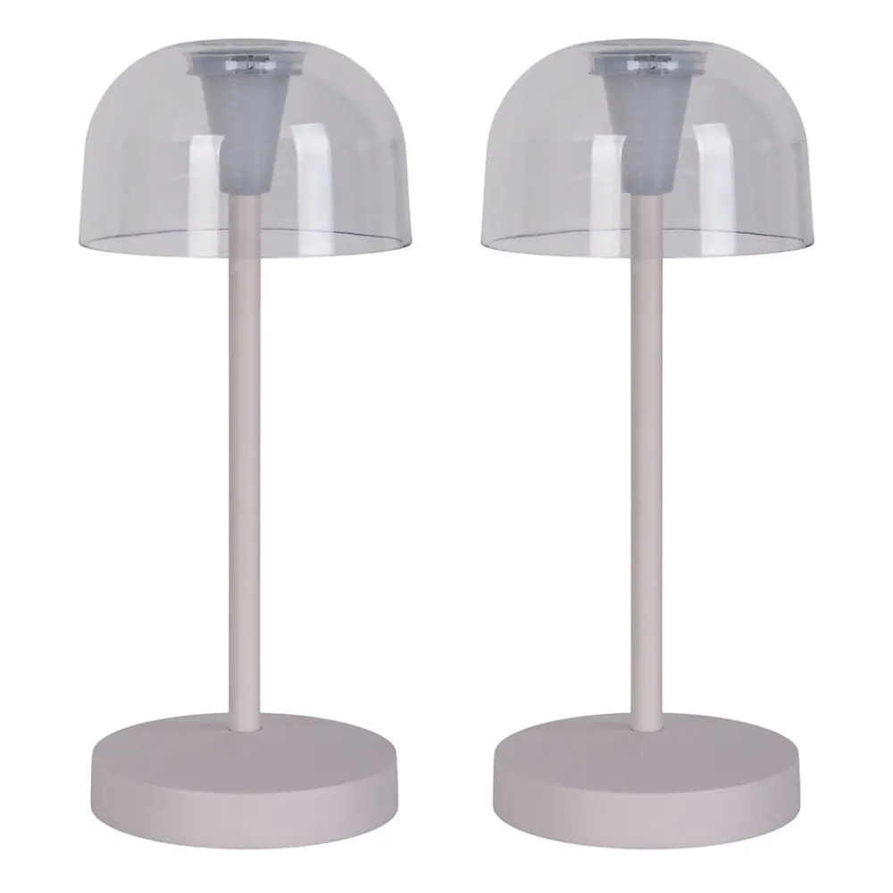 Näve Lot de 2 lampes de table LED rechargeables 'Gomba' pour l'extérieur et l'intérieur, en métal et plastique blanc , hauteur 18,5 cm