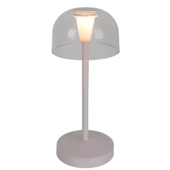 Näve Lot de 2 lampes de table LED rechargeables 'Gomba' pour l'extérieur et l'intérieur, en métal et plastique blanc , hauteur 18,5 cm