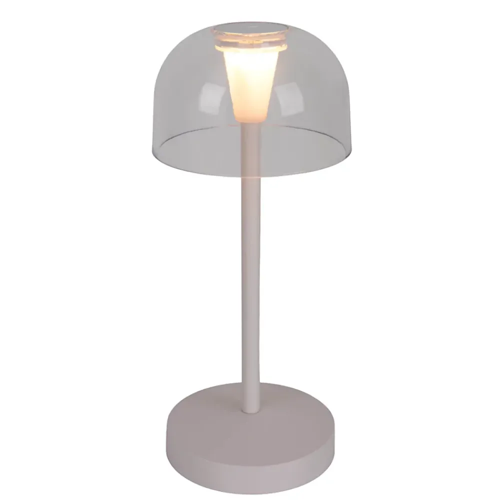 Näve Lot de 2 lampes de table LED rechargeables 'Gomba' pour l'extérieur et l'intérieur, en métal et plastique blanc , hauteur 18,5 cm
