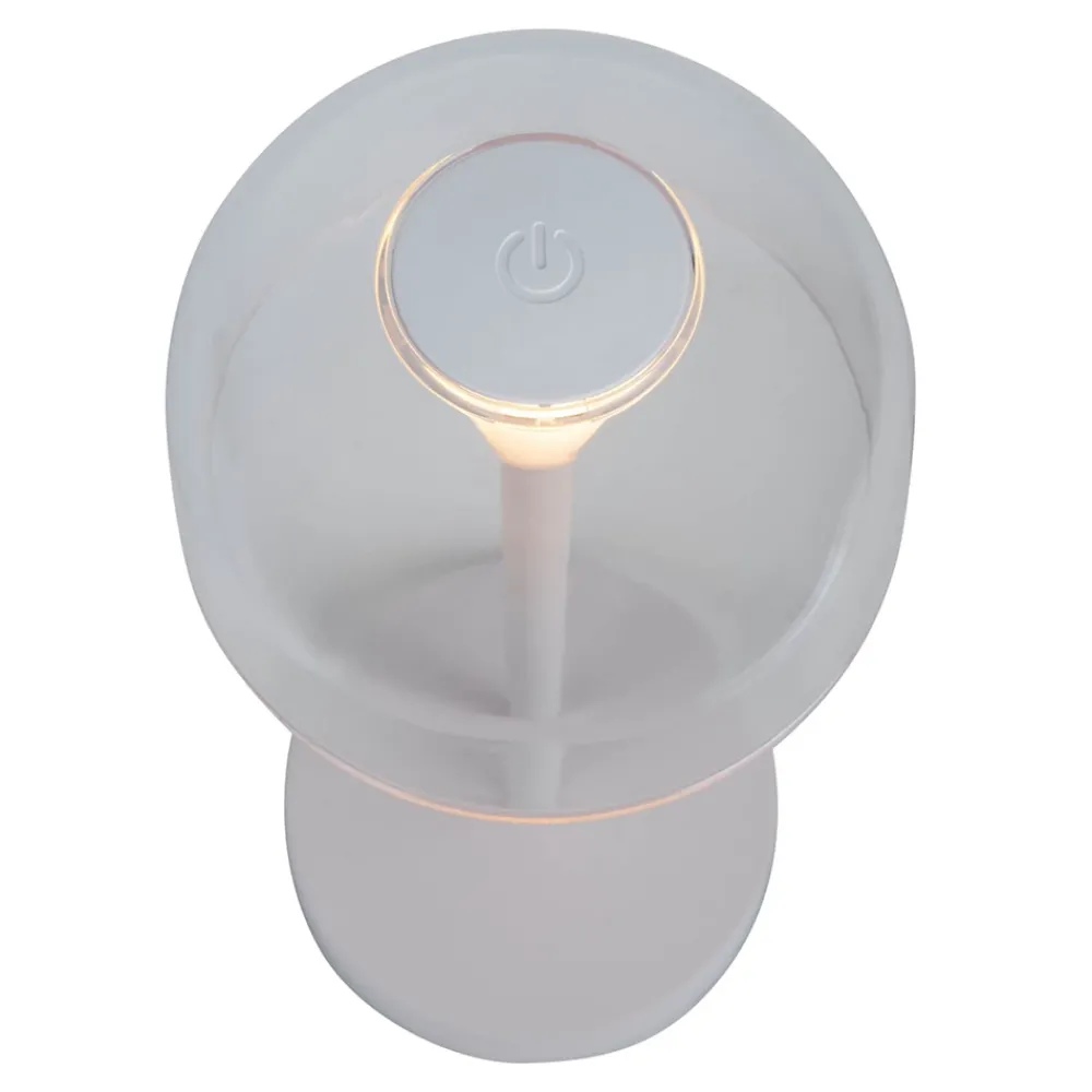 Näve Lot de 2 lampes de table LED rechargeables 'Gomba' pour l'extérieur et l'intérieur, en métal et plastique blanc , hauteur 18,5 cm