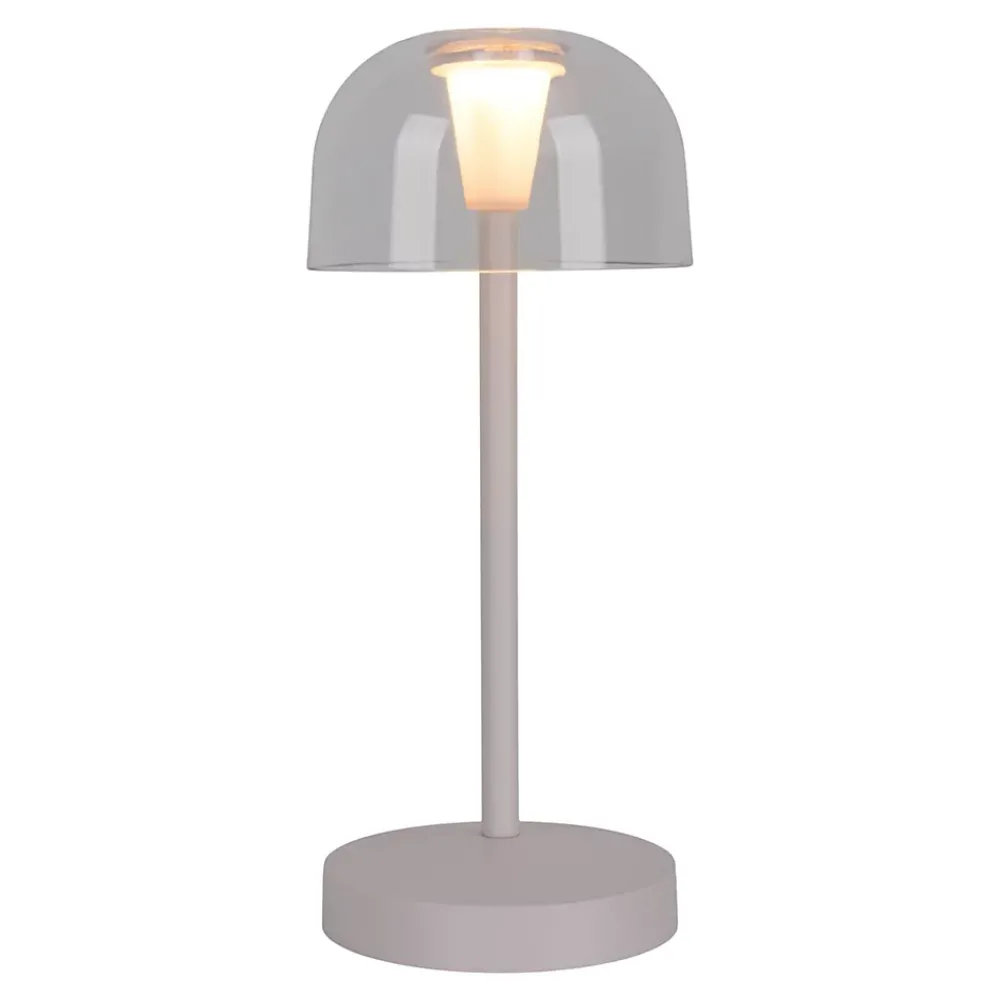 Näve Lot de 2 lampes de table LED rechargeables 'Gomba' pour l'extérieur et l'intérieur, en métal et plastique blanc , hauteur 18,5 cm