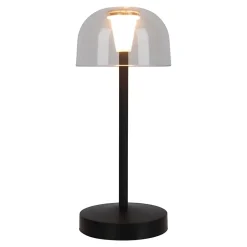 Näve Lot de 2 lampes de table LED rechargeables 'Gomba' pour l'extérieur et l'intérieur, en métal et plastique noir , hauteur 18,5 cm
