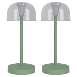 Näve Baladeuse-Lot de 2 lampes de table LED rechargeables 'Gomba' pour l'extérieur et l'intérieur, en métal et plastique menthe, hauteur 18,5 cm