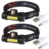 Moby Swift Lampe Frontale-Lot de 2 Lampes Frontales LED Waterproof Rechargeables USB - Réglables - Éclairage Puissant - Résistantes Pluie et Humidité - x2