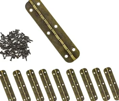 Deko Paumelle De Porte, Meuble Et Fenêtre-Lot de 10 mini charnières vintage en laiton pour meubles, tiroirs, portes, armoires, boîtes à bijoux, 65 x 15 mm, avec 60 vis
