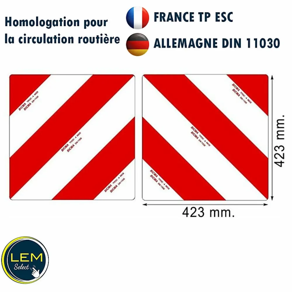 Lem Select Panneau De Signalisation-Lot de 2 panneaux carrés 423x423mm en aluminium homologué