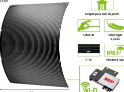 Viva Green Lot de 2 panneaux solaire plug and play flexible w "Urban center" Noir