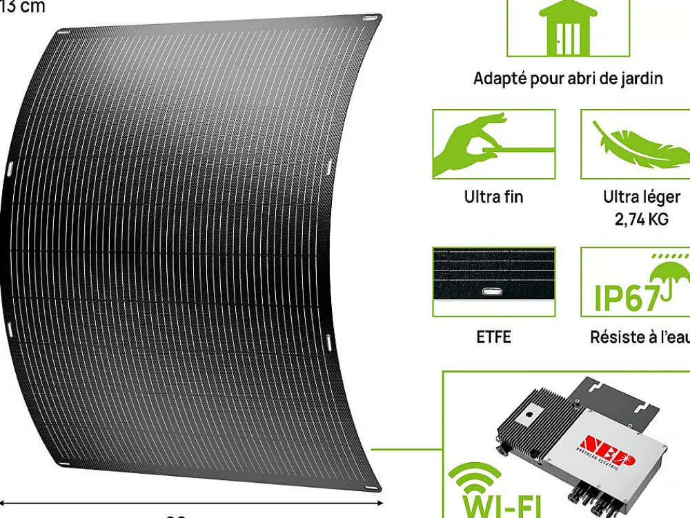Viva Green Lot de 2 panneaux solaire plug and play flexible w "Urban center" Noir