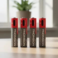 Thomson Lot de 4 Piles AAA - LR03 Li ion 1,5V rechargeables par USBC avec câble multi USB - 520302