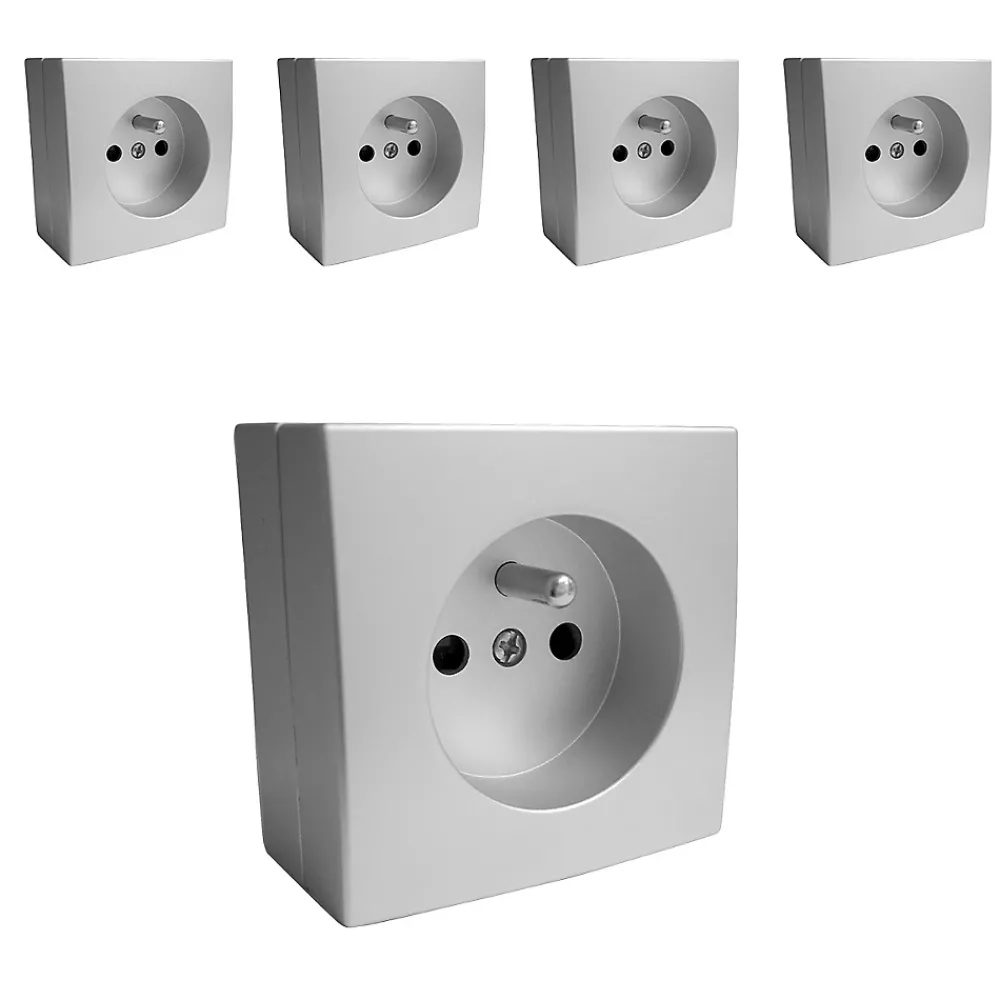 Zenitech Boite D'Encastrement-Lot de 5 prises 2 pôles + terre Bel'Vue -