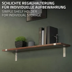 Ml-Design Lot de 4 équerre d'Etagere murale équerre fixation en métal gris