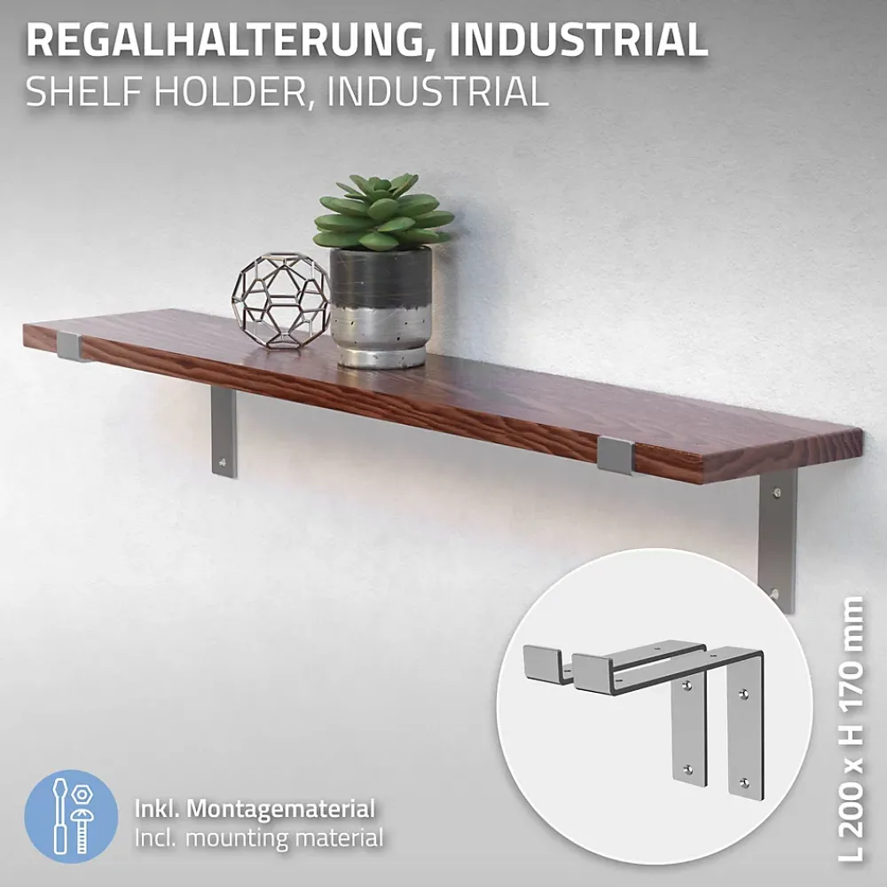 Ml-Design Equerre De Fixation-Lot de 4 équerre d'Etagere murale équerre fixation en métal gris
